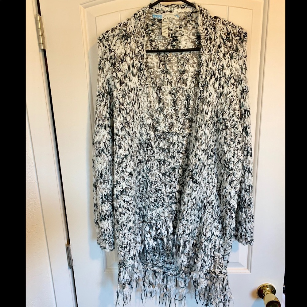 Cecico | Open Weave fringe cardigan